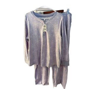 Charter Club Pajamas Womens XL Soft Periwinkle Blue Fleecy Snowflakes Comfy NEW